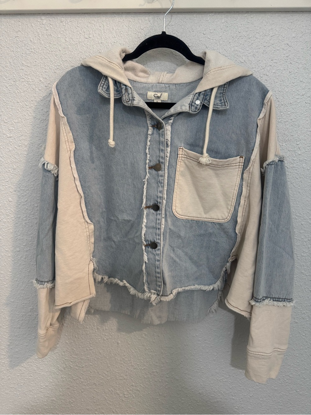 Easel Denim & Cream Hooded Jacket
